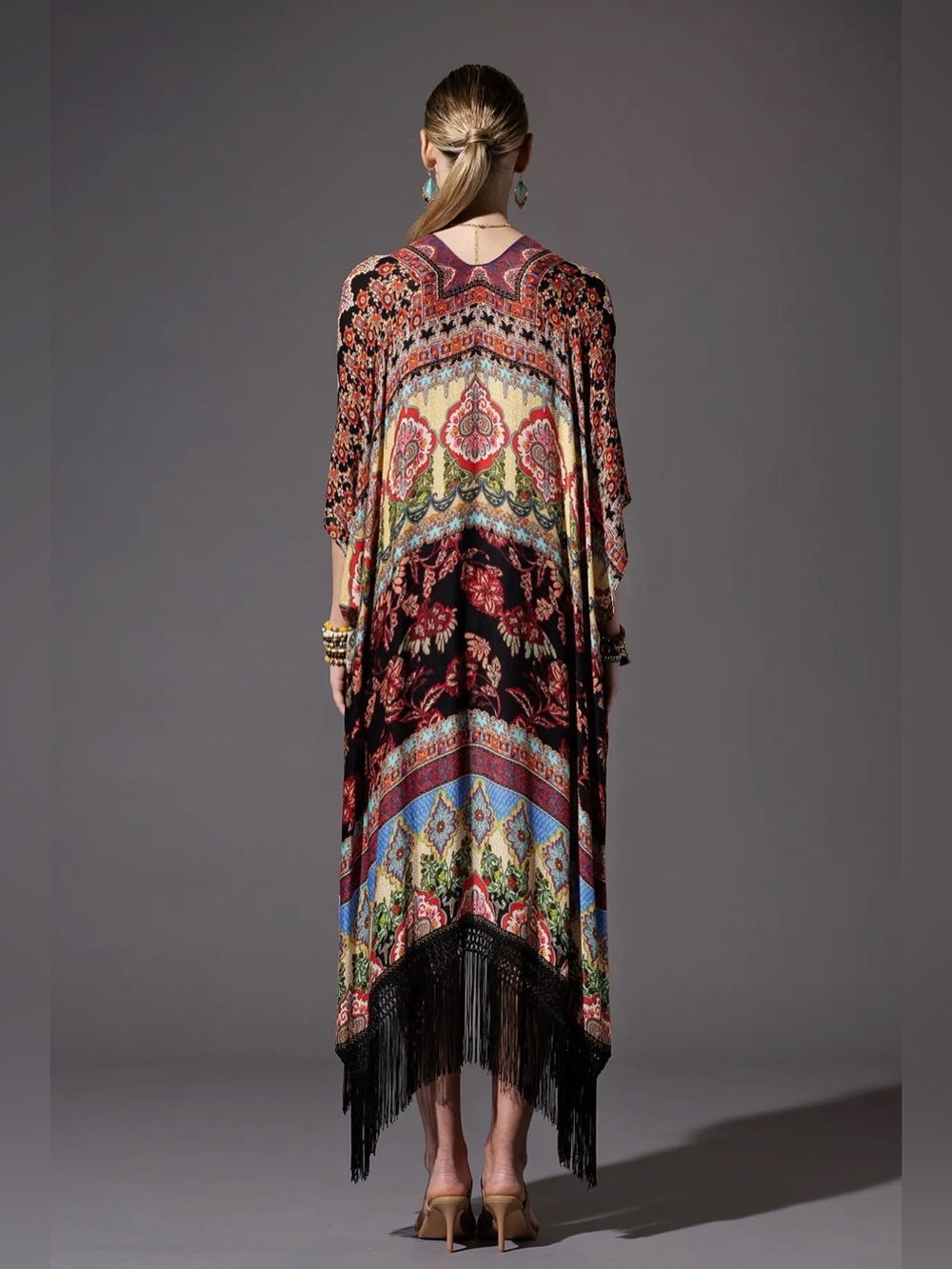 Marigold Fringe Boho Kimono - Picture 2 of 4